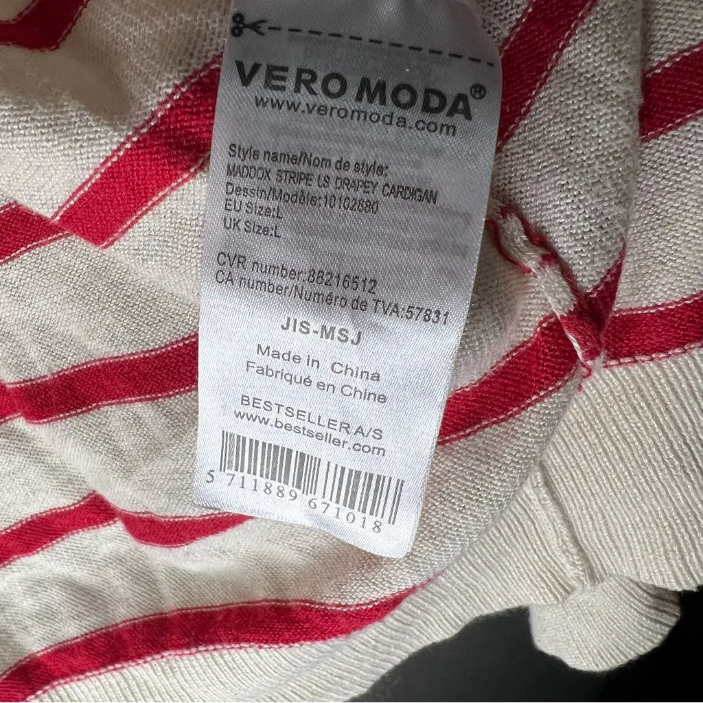 Vero Moda Maddox Stripe Patriotic Americana Red, Blue, Cream Drapey Cardigan - Image 6
