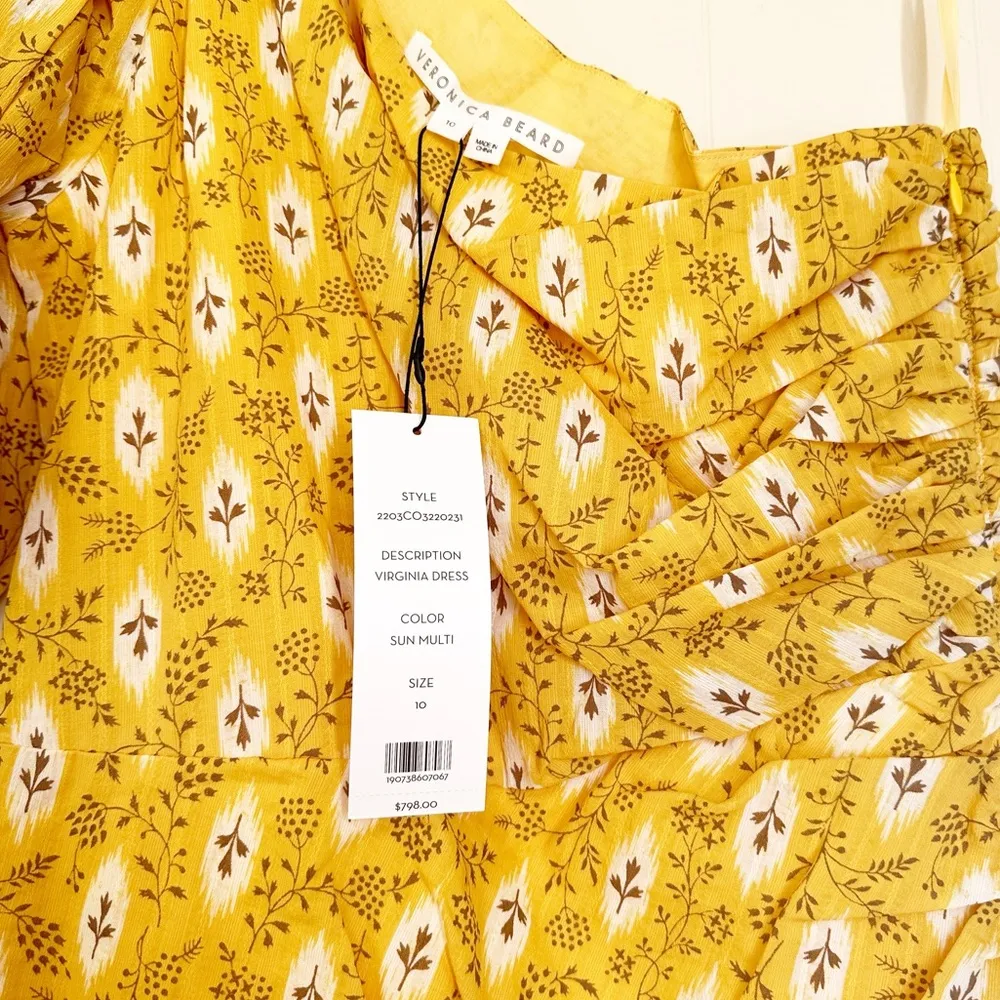NWT VERONICA BEARD Virginia Off Shoulder Floral Maxi Dress Sun Yellow - Image 8