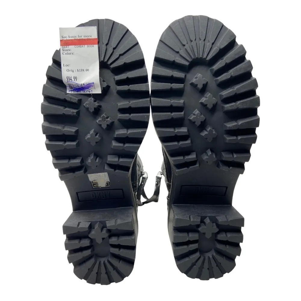 DKNY Women's Gun Metal Basia Buckled Quilted Block-Heel Combat Boots Size 5.5 - Image 8