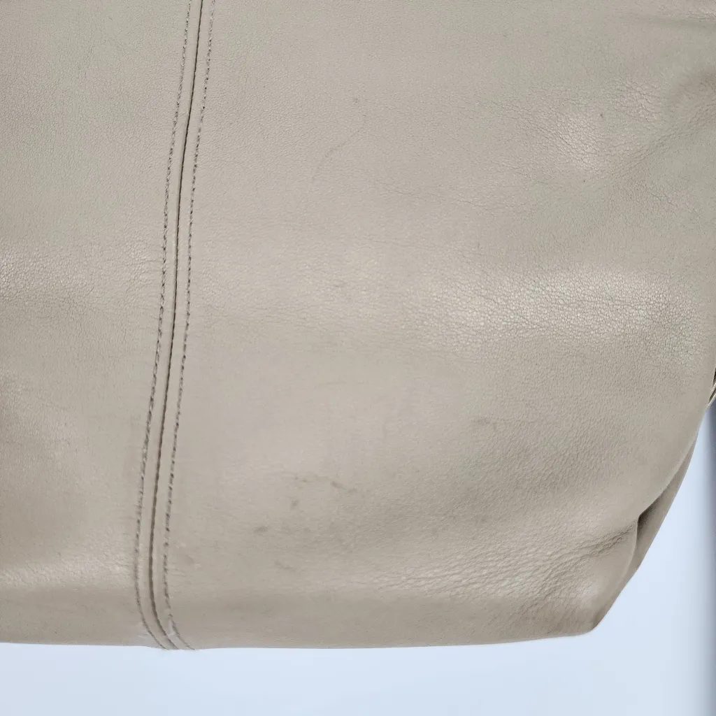 Stone Mountain Beige Tan Leather Slouch Shoulder Bag Purse - Image 13