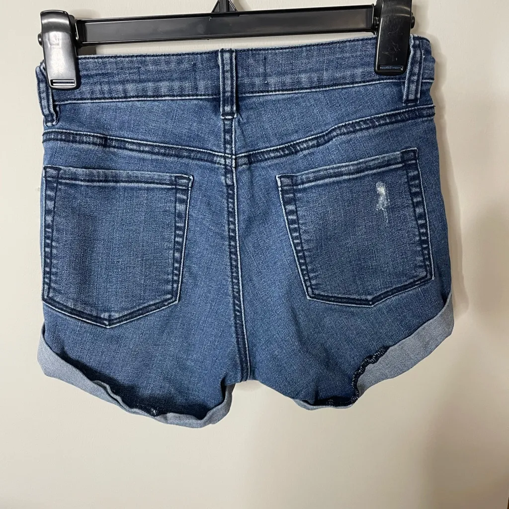 PacSun Super Stretch Shortie Sz 25 cut off Blue Distressed Jean Shorts excellent - Image 5