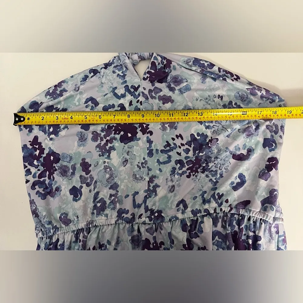 J Jason Wu Halter Maxi Dress HYDRANGEA floral print smocked stretchy L - Image 6