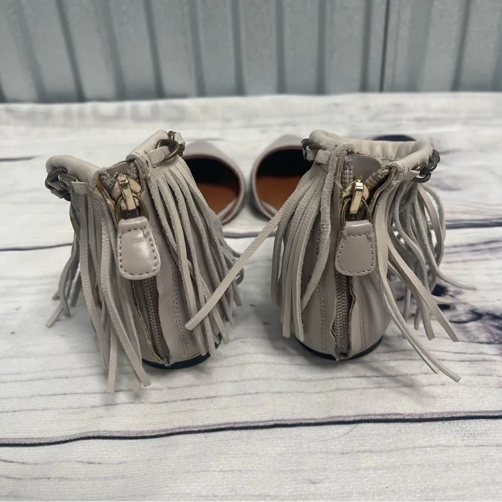 Rebecca Minkoff Faith Fringe Ankle Strap Pointy Shoes Women's Sz 6 M gray - Image 6