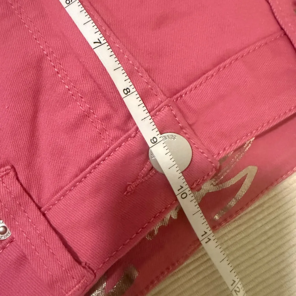 Seven7 Hot Pink Frayed Hem Denim Shorts Size 10 - Image 4