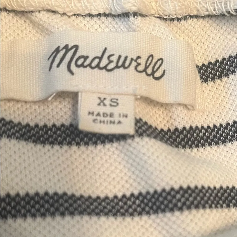 Madewell Melody off the shoulder Striped Puff Sleeve Top drawstring waist, XS - Image 3