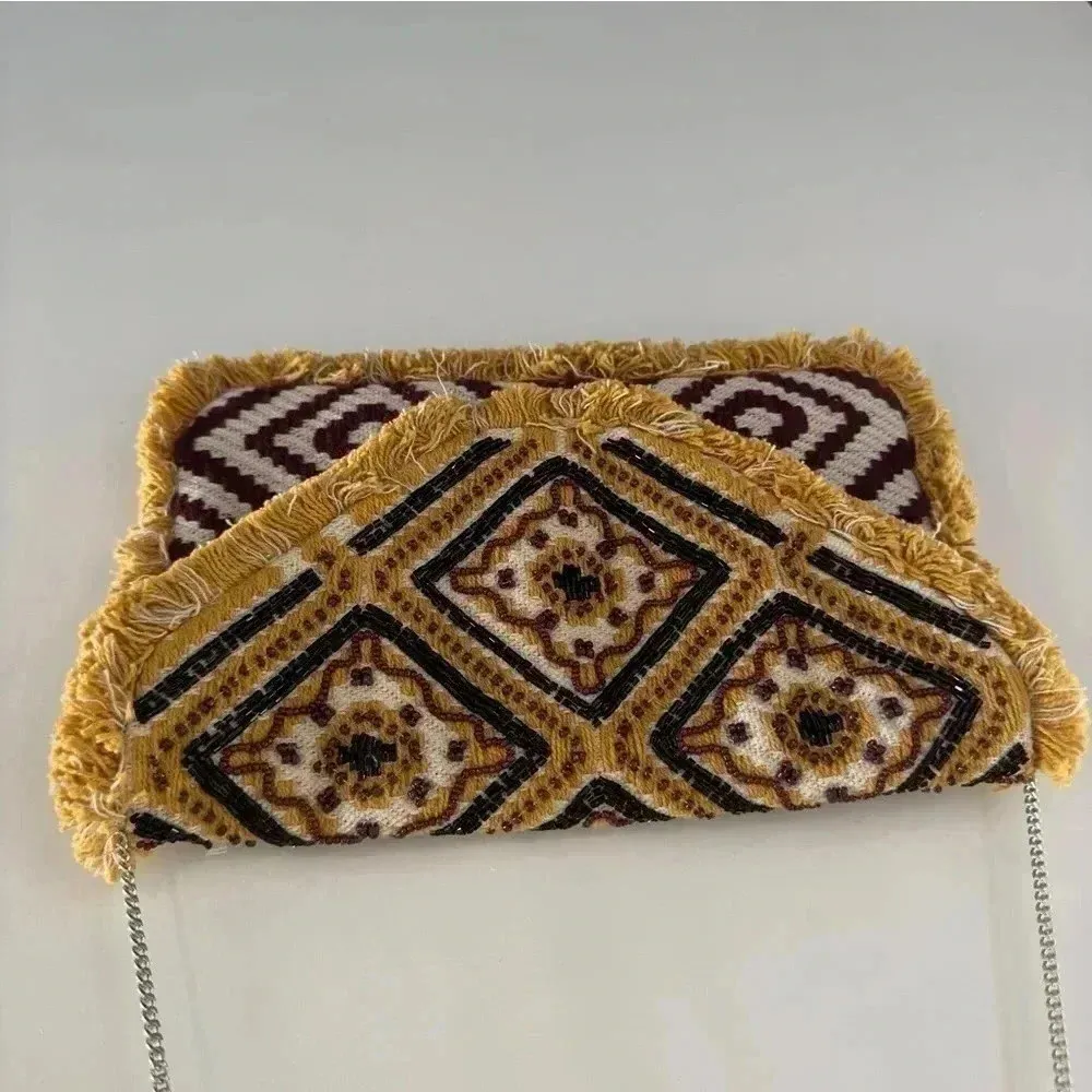 Promod Multi Beaded Fringe Clutch medium multicolor Gold - Image 6