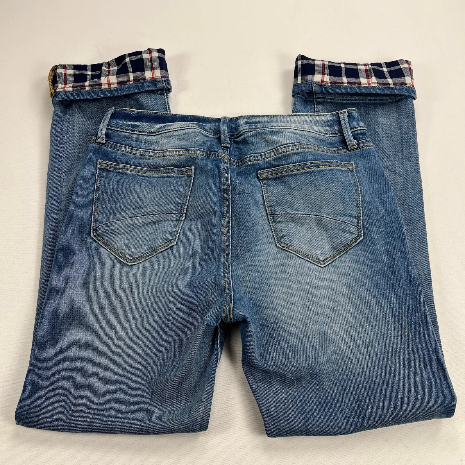 Driftwood Colette Flannel Cuff Straight Leg Mid Rise Medium Wash Jeans Size 29 - Image 2