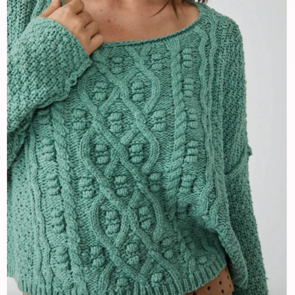 Free People Changing Tides Pullover in White Spruce sz medium NWT bust flat 29” - Image 3