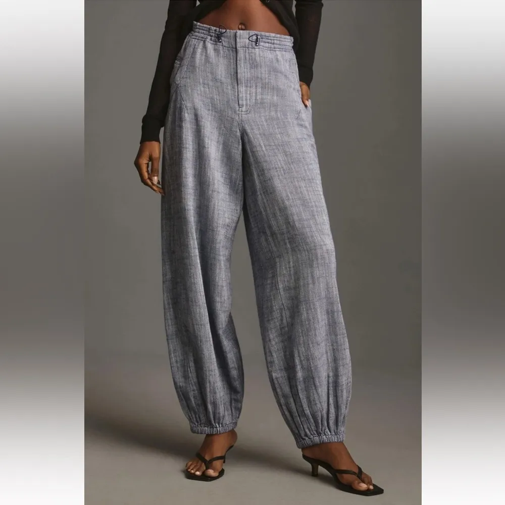 ANTHROPOLOGIE Pilcro Slub Twill Parachute Jogger Pants Wedegwood Blue Size L NEW - Image 2