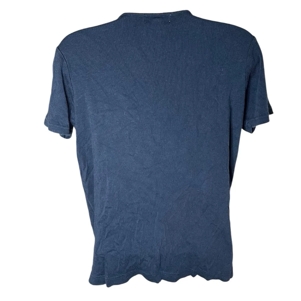 Vtg 90s Y2K Jones New York Sport Ribbed Tee Basic Fitted Short Sleeve Navy Small - Image 2