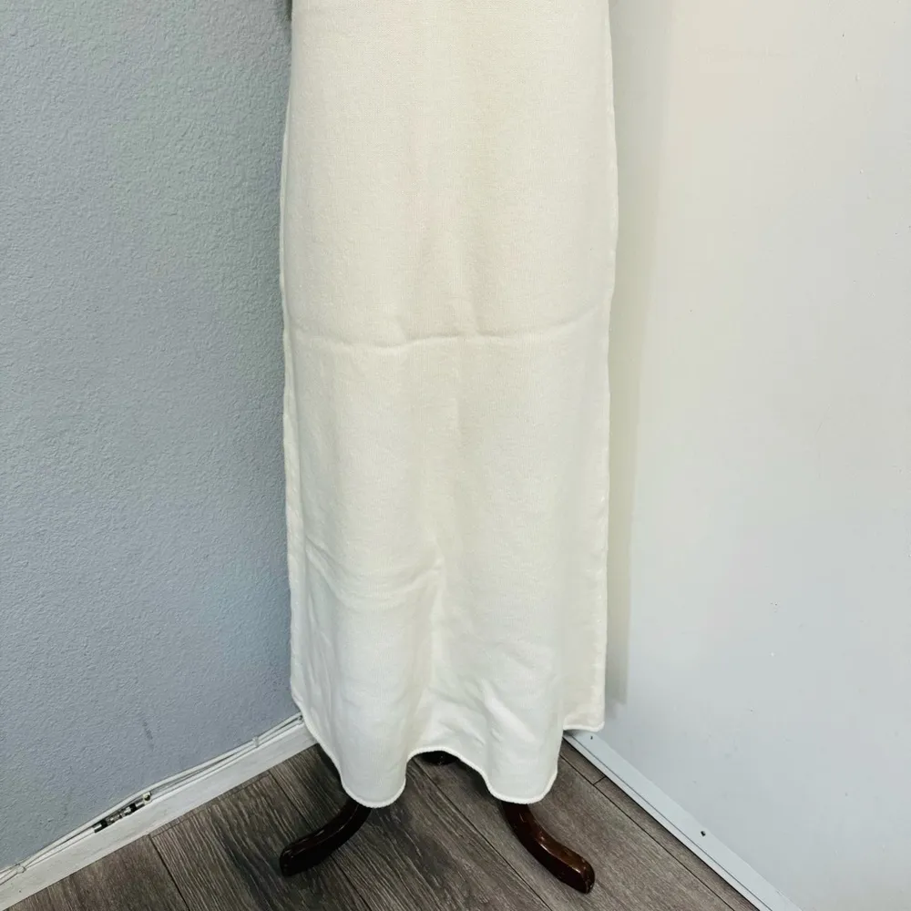 Zara Women Ecru Sleeveless Back Tie 100% Wool Midi Round Neck Cozy Dress Sz M - Image 9