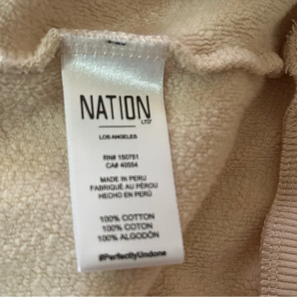 Nation LTD Bonnie bobbed sweatshirt white chocolate ivory medium Peru cotton - Image 5