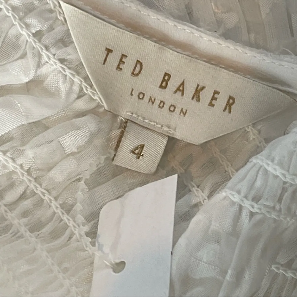 Ted baker London white tildra smoked fit and flare mini dress size large 10 nwt - Image 3