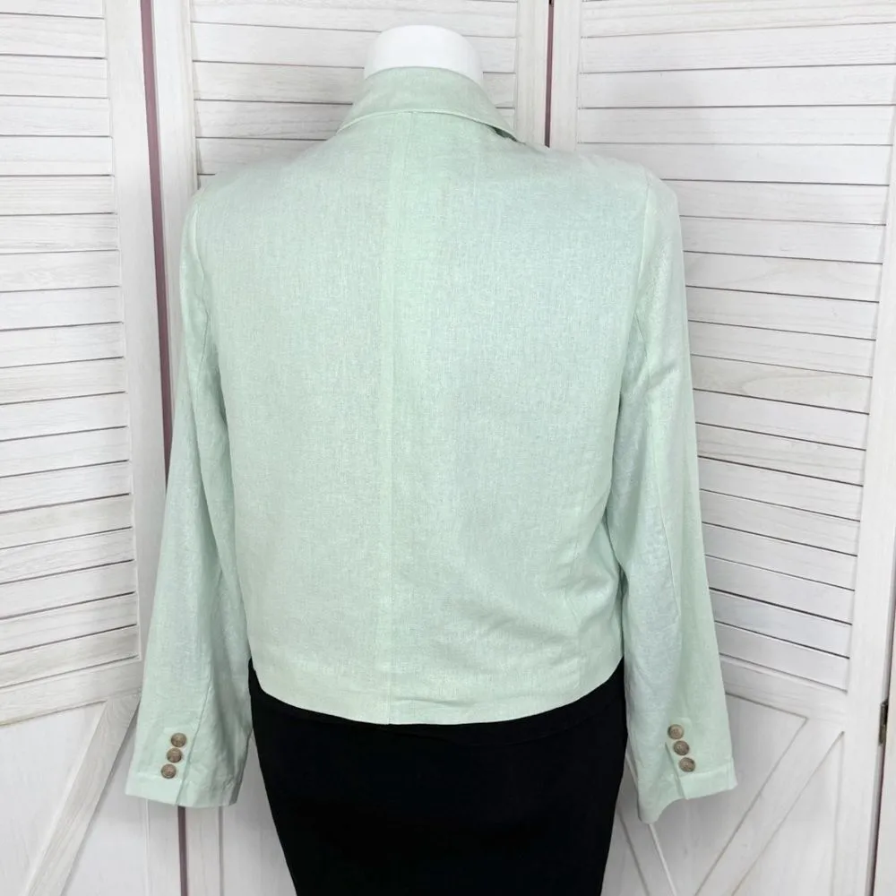 Cato Linen Double Breasted Crop Blazer‎ Mint Green Large - Image 5
