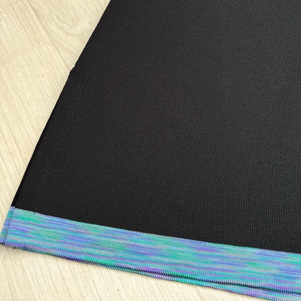 Exclusively Misook Square Neck Blouse | Black/Mermaid Shimmer Trim | Small - Image 3