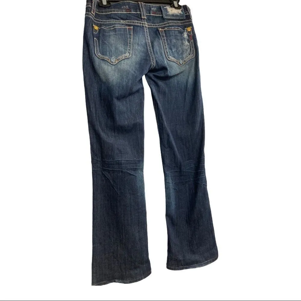 MEK Denim, CapeTown, Bootcut Jeans, distressed Blue Size 28 - Image 2