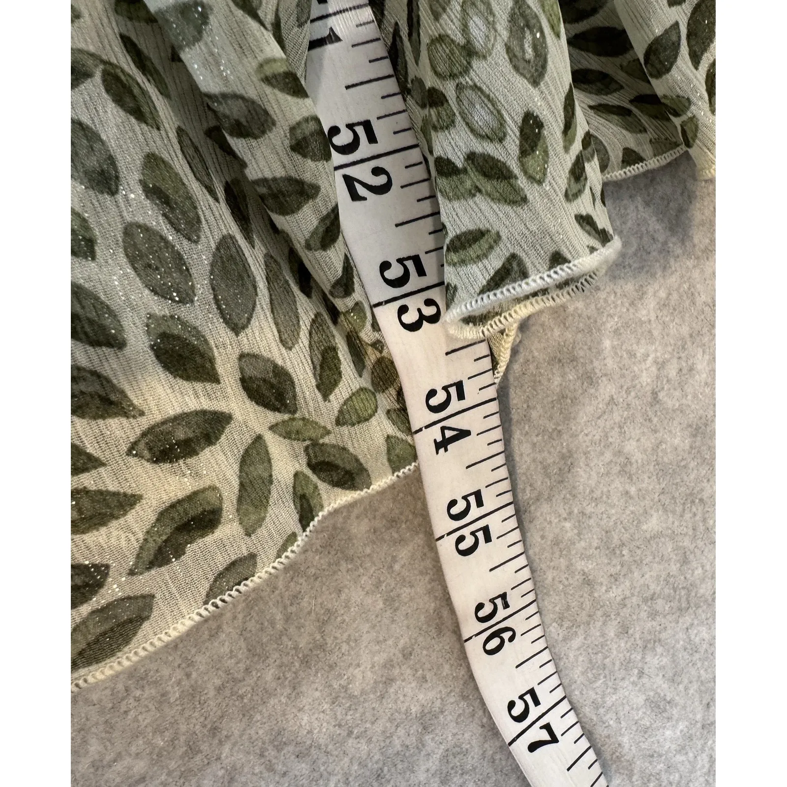 Alexa B Sheer Maxi Dress Womens 8 Green Leaf Print Rhinestone Belt Polyester - Image 15