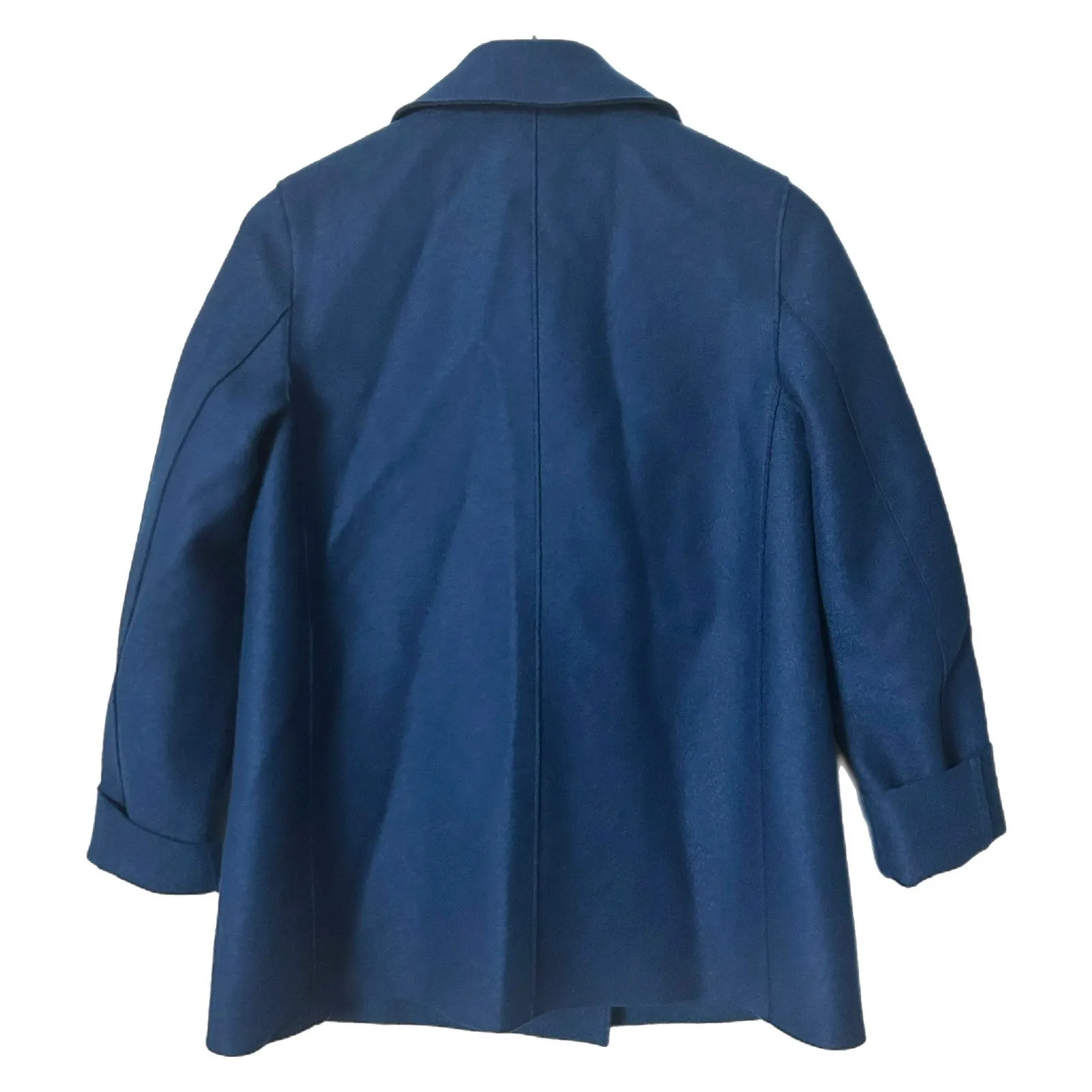 Harris Wharf London 100% Wool Double Breasted Pea Coat Navy Blue Size 42 IT M US Size M - Image 3