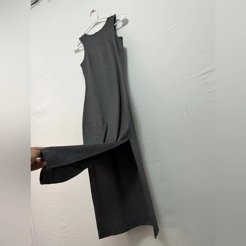 H&M Charcoal Gray Sleeveless Midi Dress XS Side Slit(E31) - Image 4