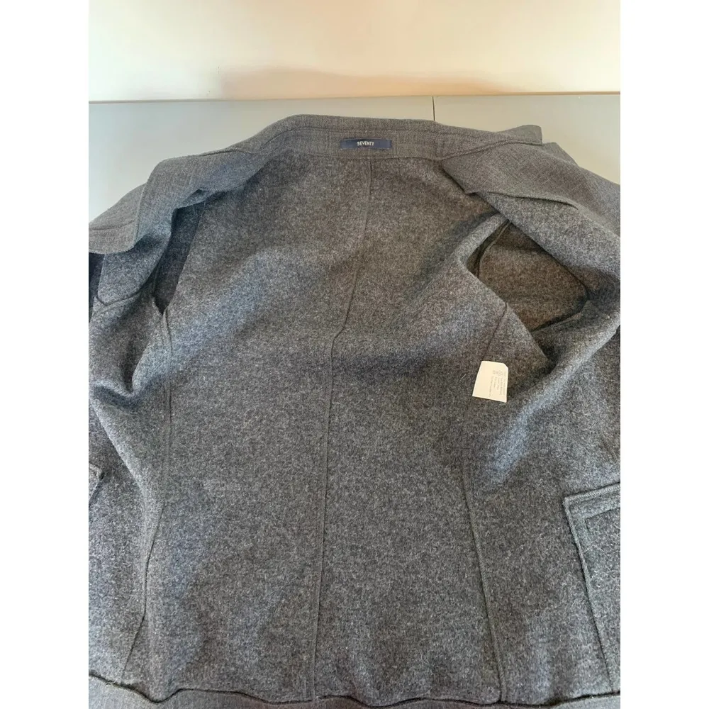 Seventy Virgin Wool Lightweight Heather Blazer Jacket in Charcoal Size Small - Image 8
