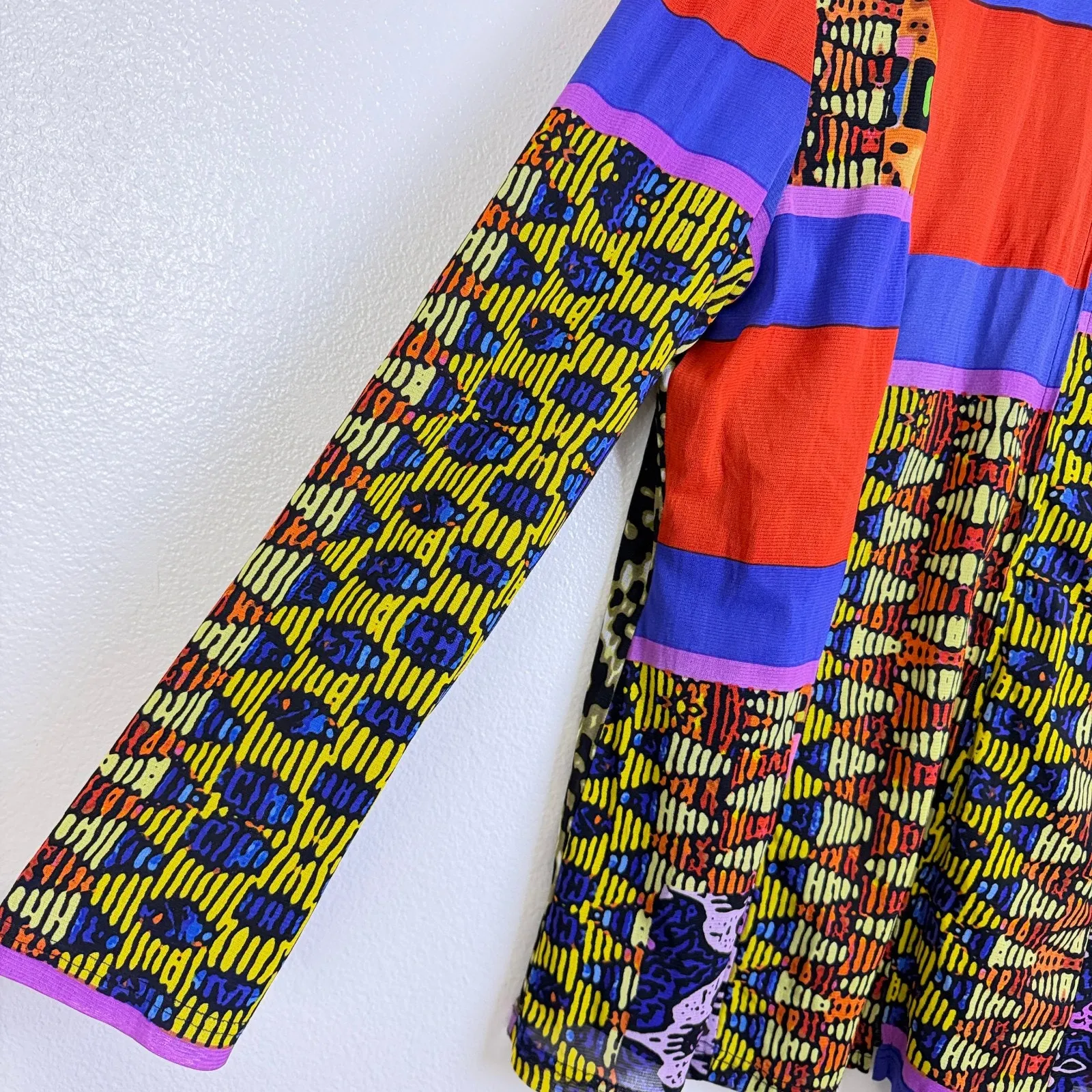 Berek Mesh Jacket Womens 2X Red Art to Wear Full Zip Mixed Print Lined Colorful - Image 5