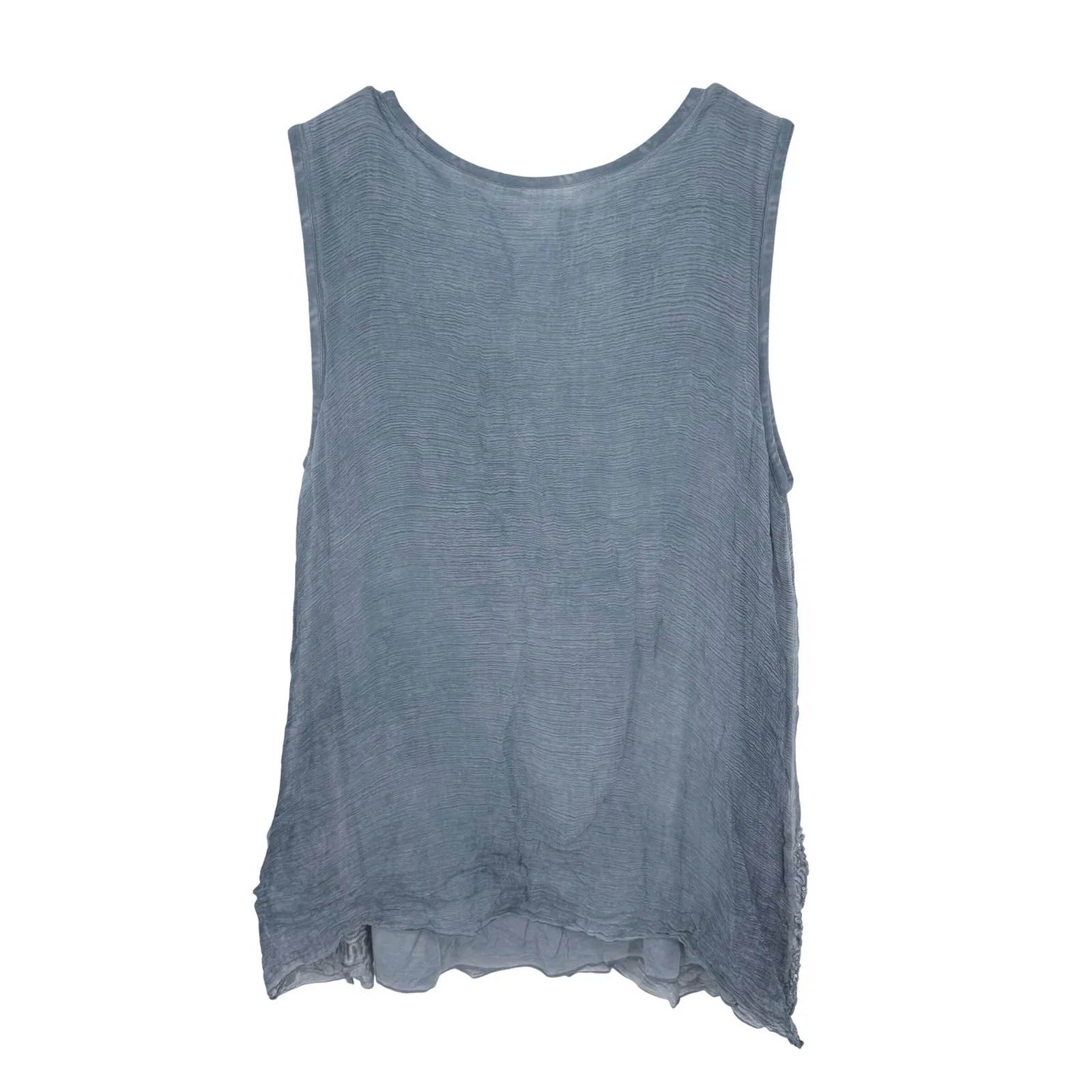 Soft Surroundings Blue Silk Embroidered Sequined Sleeveless V Neck Tunic M Fairy - Image 7