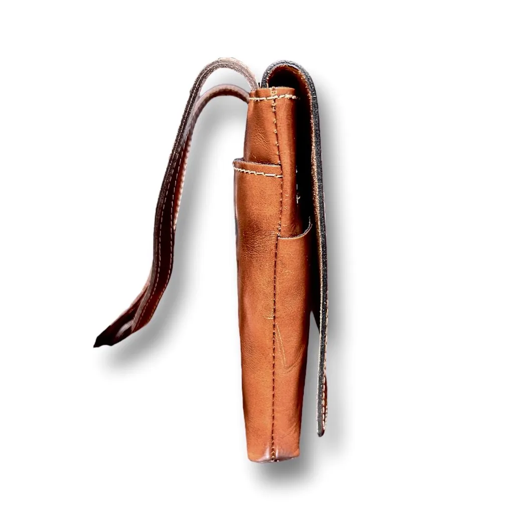 Patricia Nash Genuine Leather Signature Map Granada Riot Rust Cross Body Handbag - Image 9