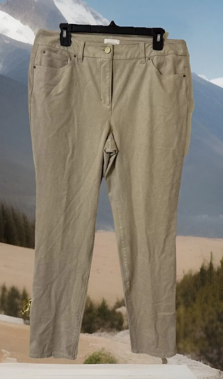 Chicos Regular‎ Faux SNAKE SKIN Jeans Ankle Pants Stretchy Tan Camel - Size 1.5 - Image 1