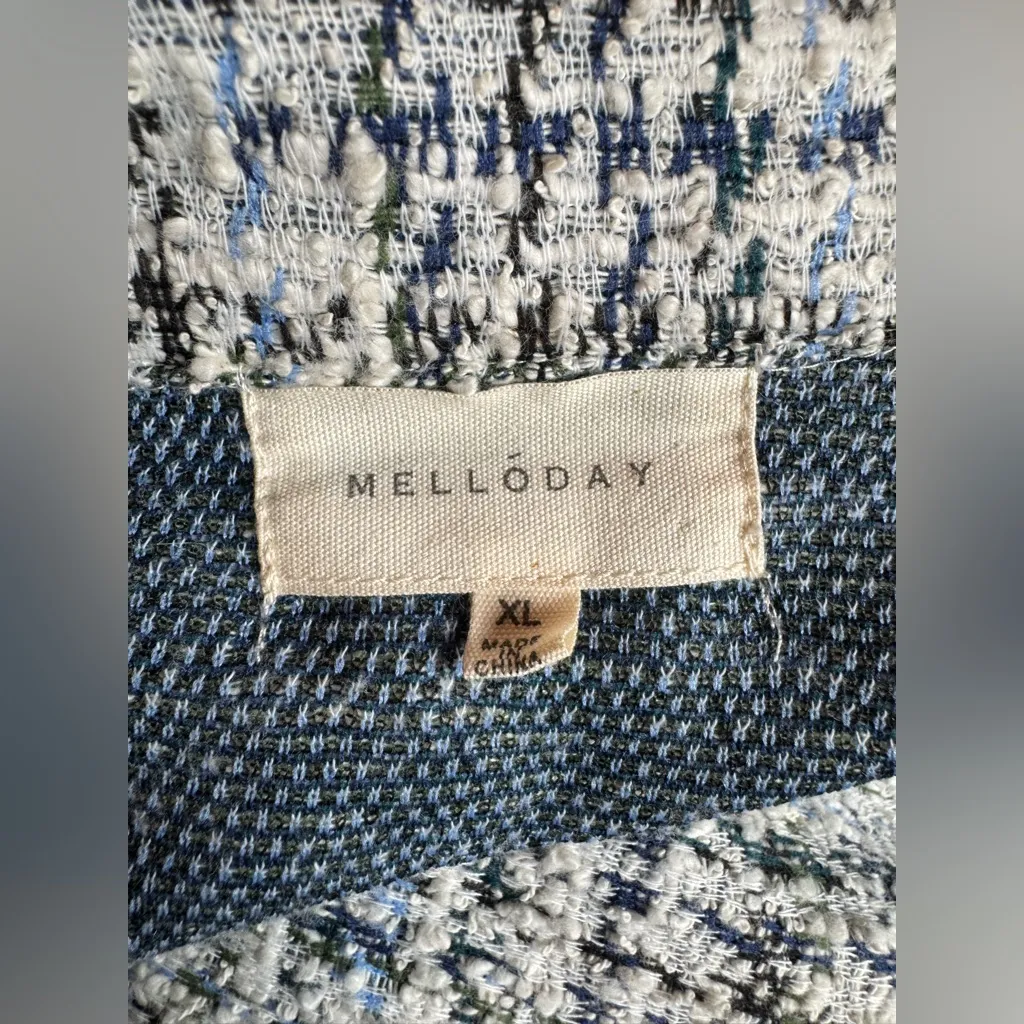 MELLODAY Green Blue and White Tweed Duster - Image 7