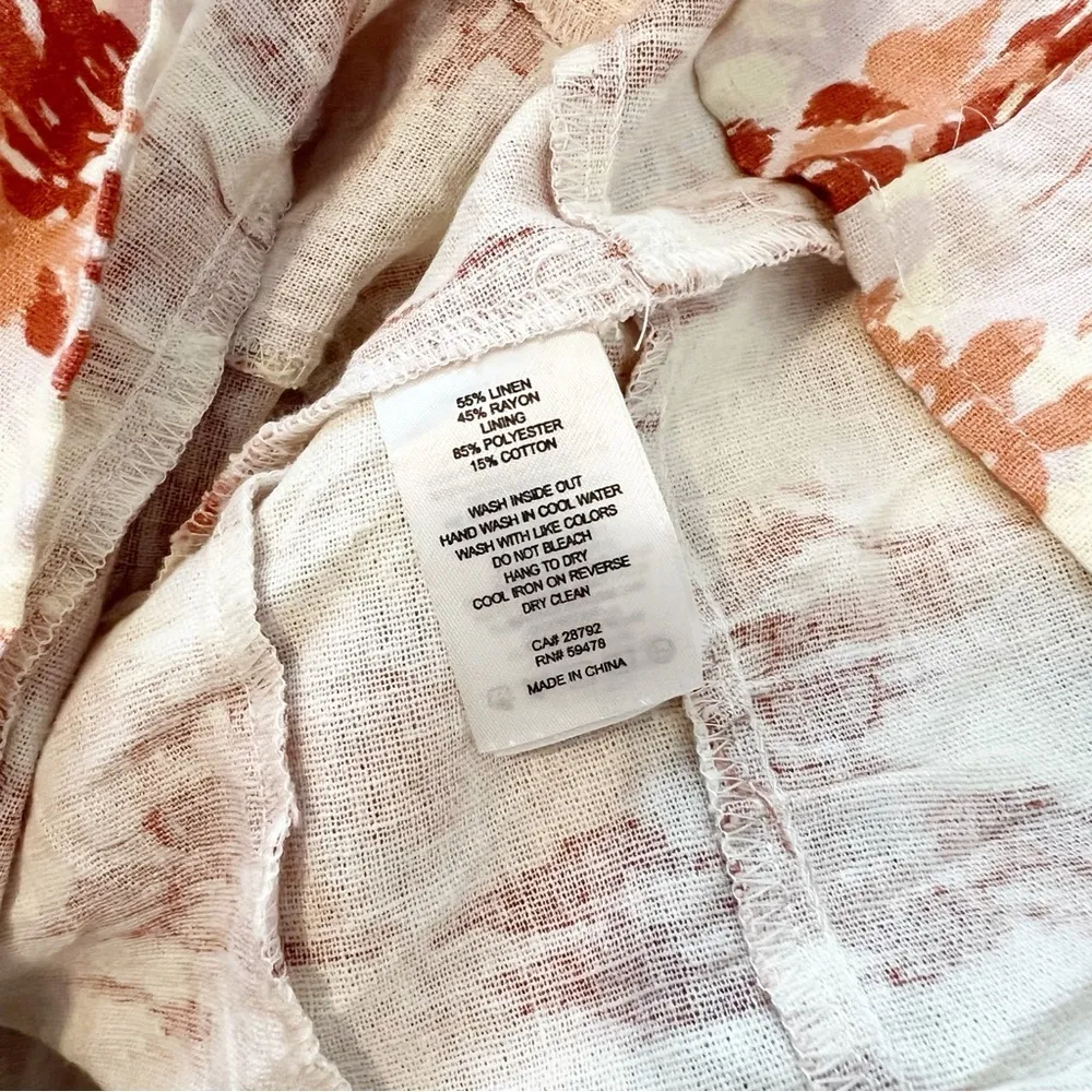 House of Harlow Linen Blend Tan Tie Strap Midi Dress Size XL - Image 4