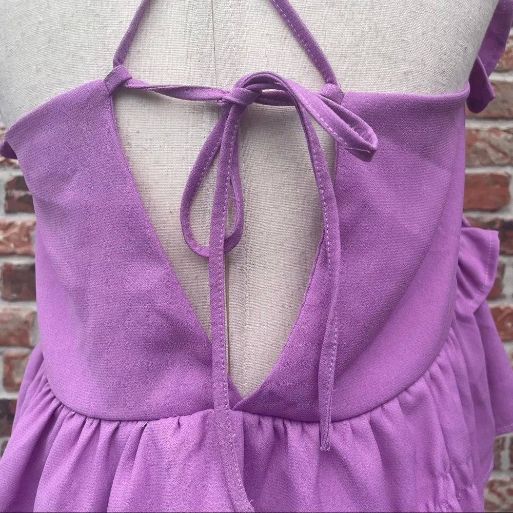 Romeo & Juliet Couture lavender ruffled crop top with lace up back / M / EUC - Image 10