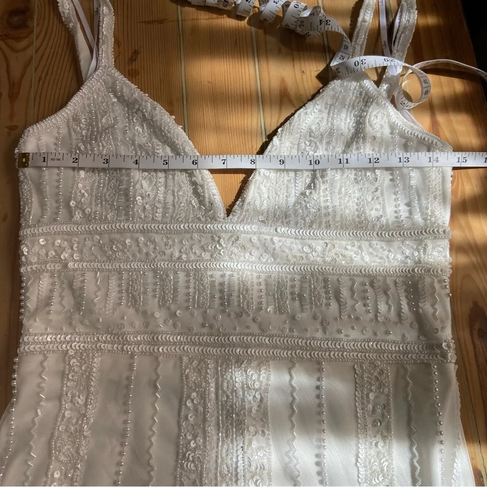 NWOT Lulus Stunning Vow White Beaded Sequin Maxi Dress - Image 12