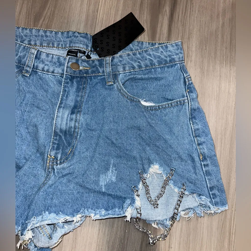 NWT Blue Jean Denim Cutoff Shorts High Rise Shorts Size XL SHEIN - Image 3