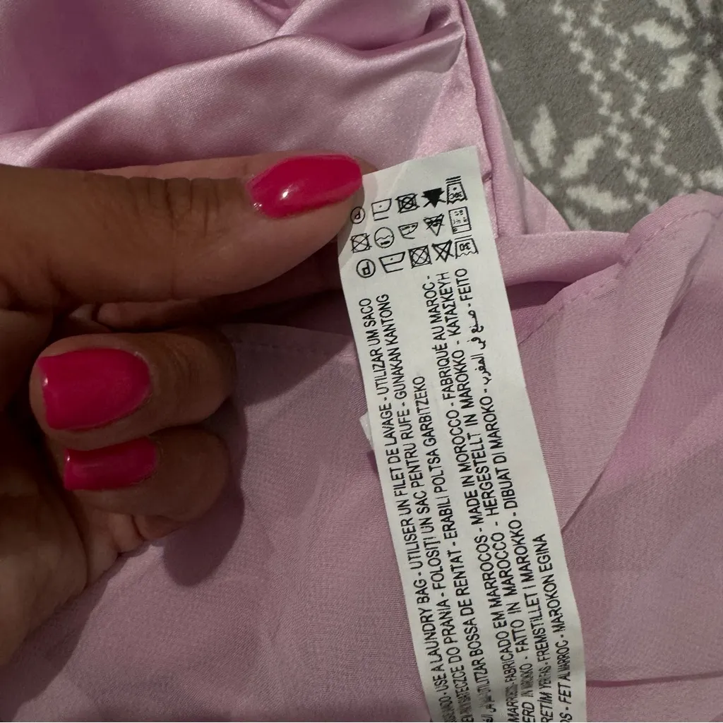 ZARA NWOT  Satin Effect Short Pink Dress Size‎ Medium - Image 7