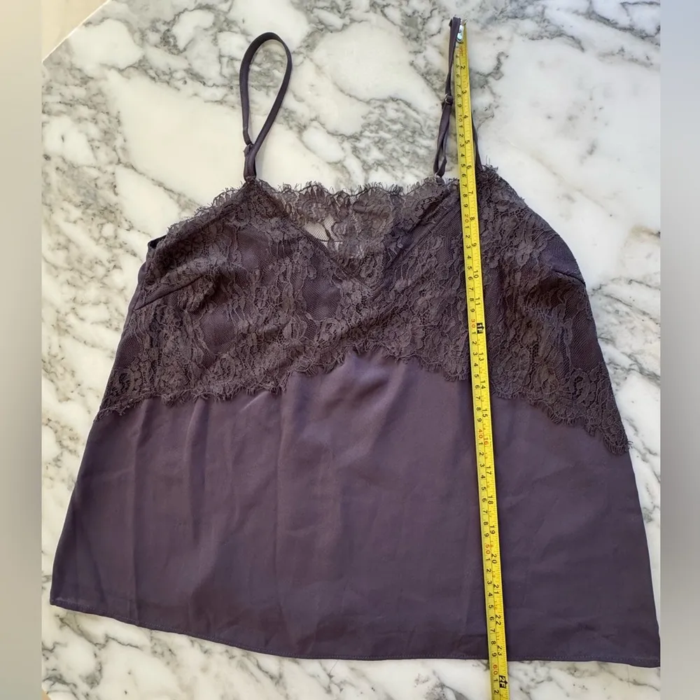 NWOT All In Favor Lace Trim Cami Tank Top Grey Small double lined front - Image 6