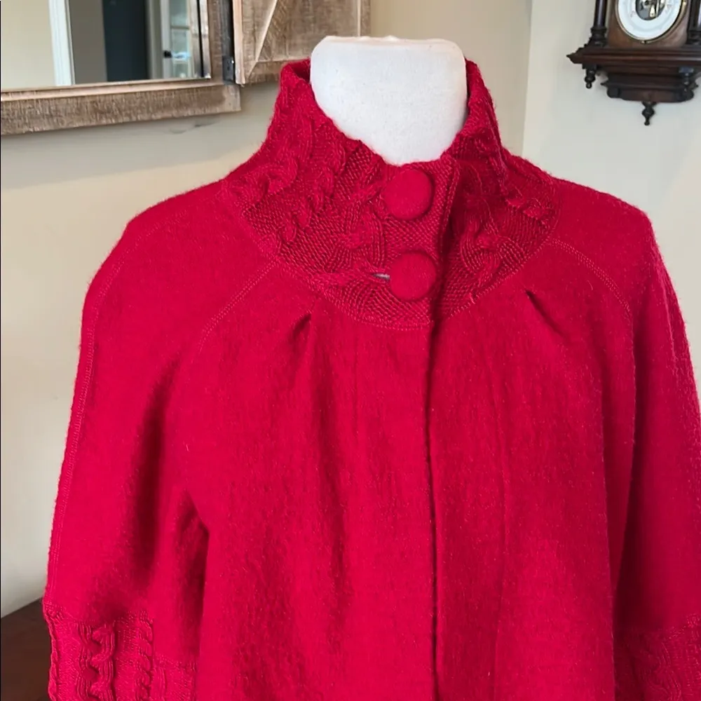 For Cynthia Red Cape with High Collar and Wide Sleeves - Image 4