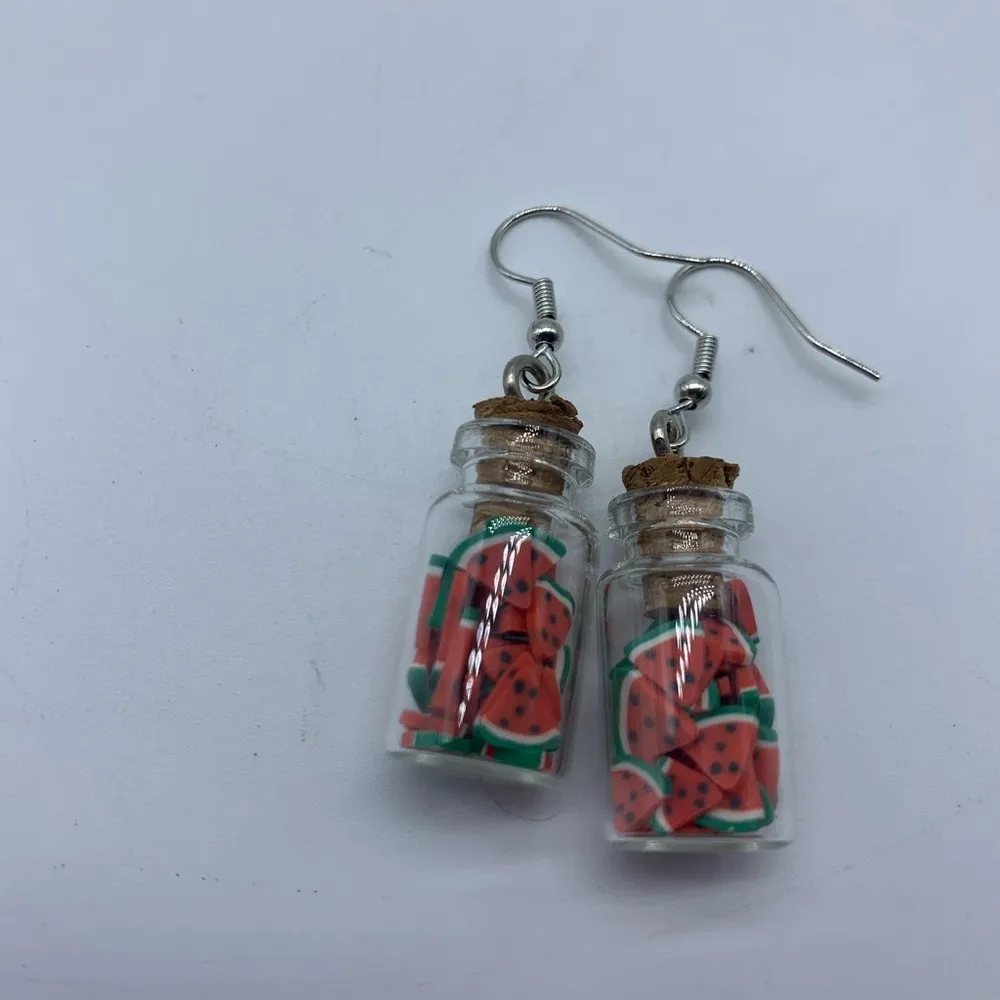 NEW Watermelon slices in mason jar fashion earring - Image 13