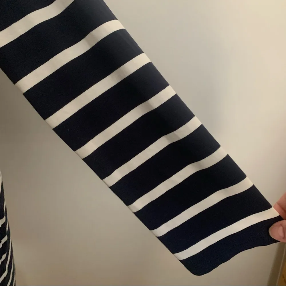 J Jill Blue White Striped Button Pockets Cardigan Size L - Image 6