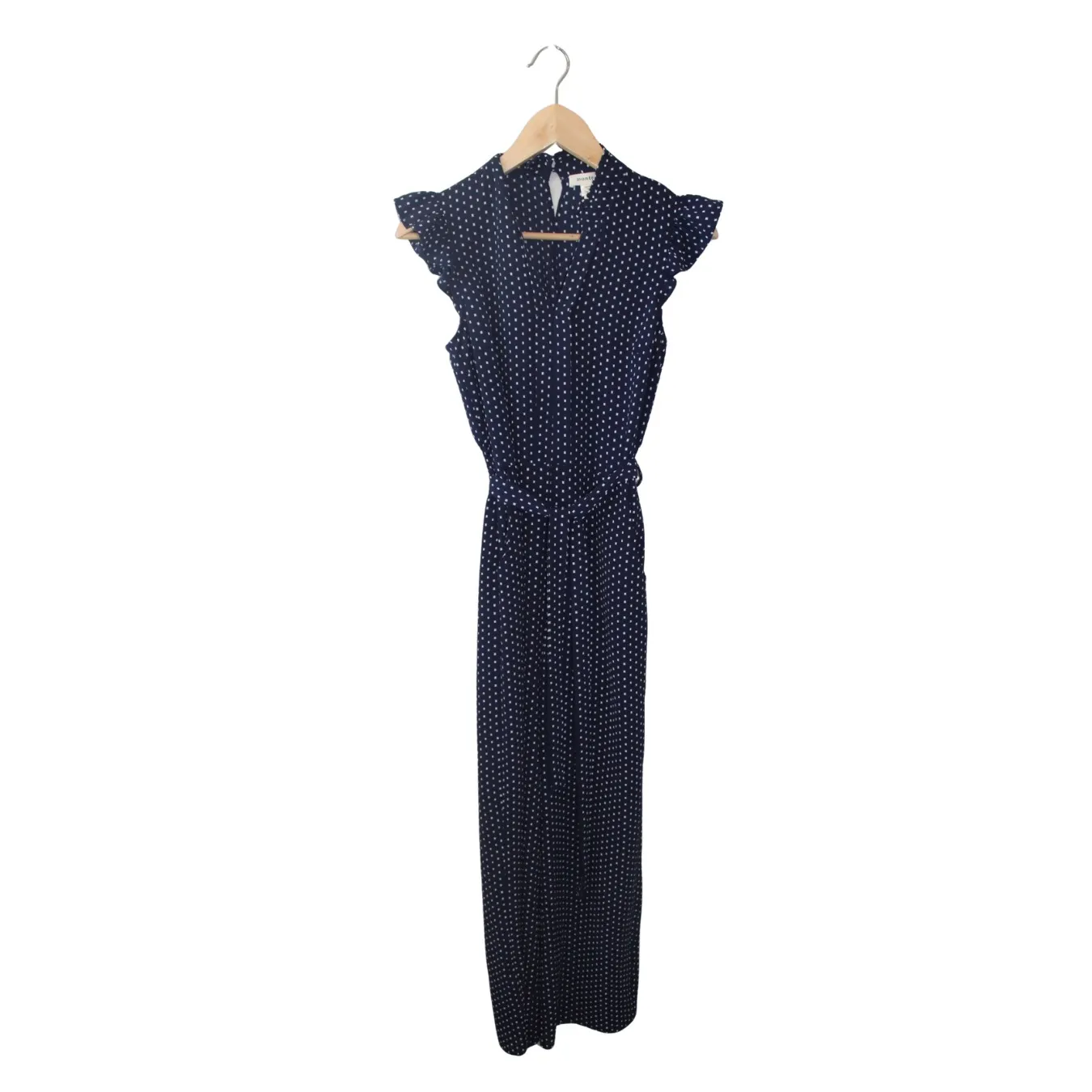 Monteau Navy Polka-Dot Flutter Sleeve Jumpsuit Women's Size S - Image 7