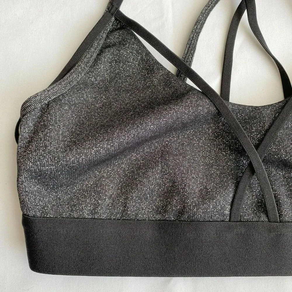 Koral Wire Glow Black Glitter Strappy Sports Bra Women's Size Small S - Image 2