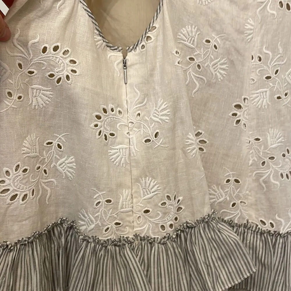 Rebecca Taylor Garden Linen Eyelet Dress in Vanilla - Image 11