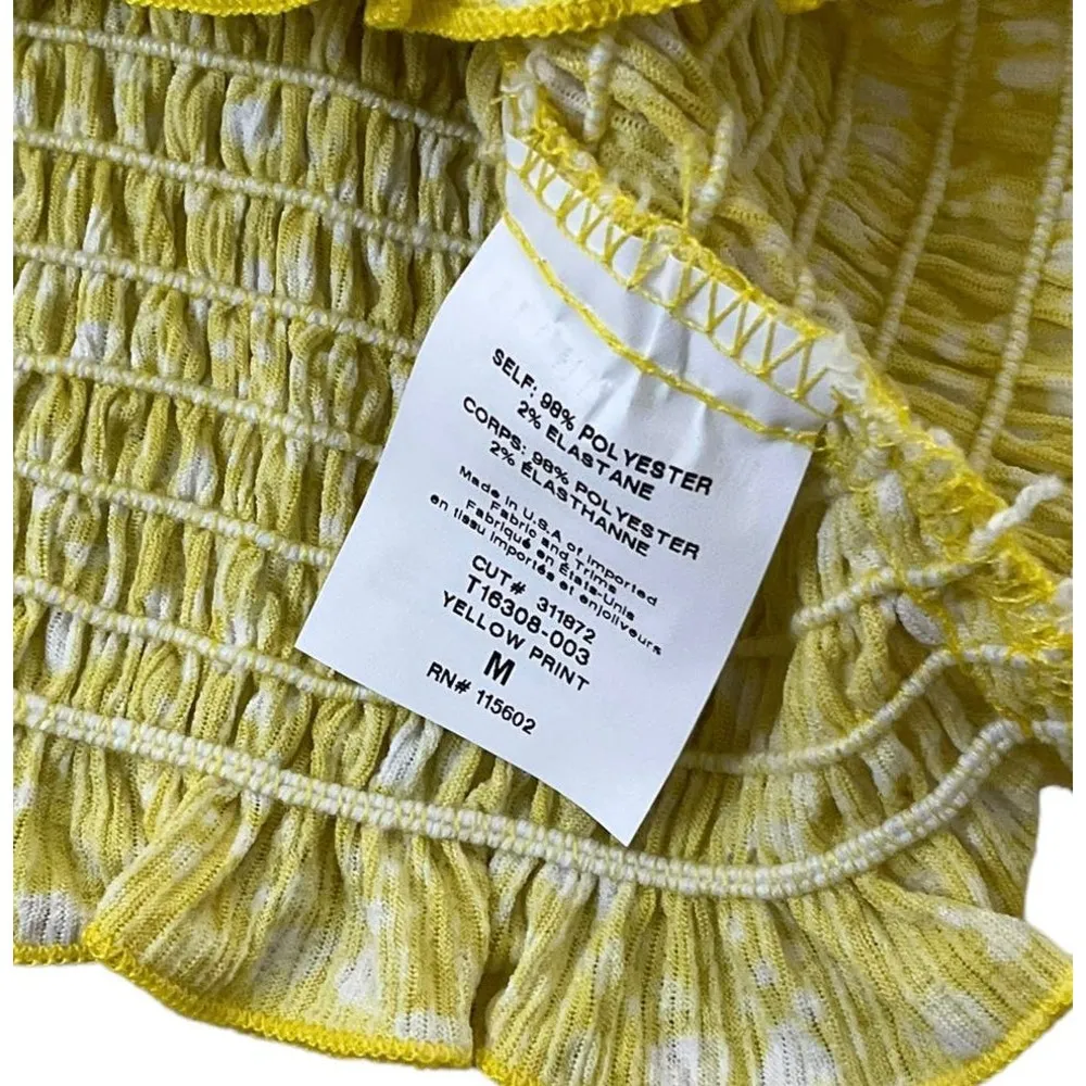 Lush Yellow Printed Smocked Crop Top Women Size Medium NWT | 46-12 - Image 3