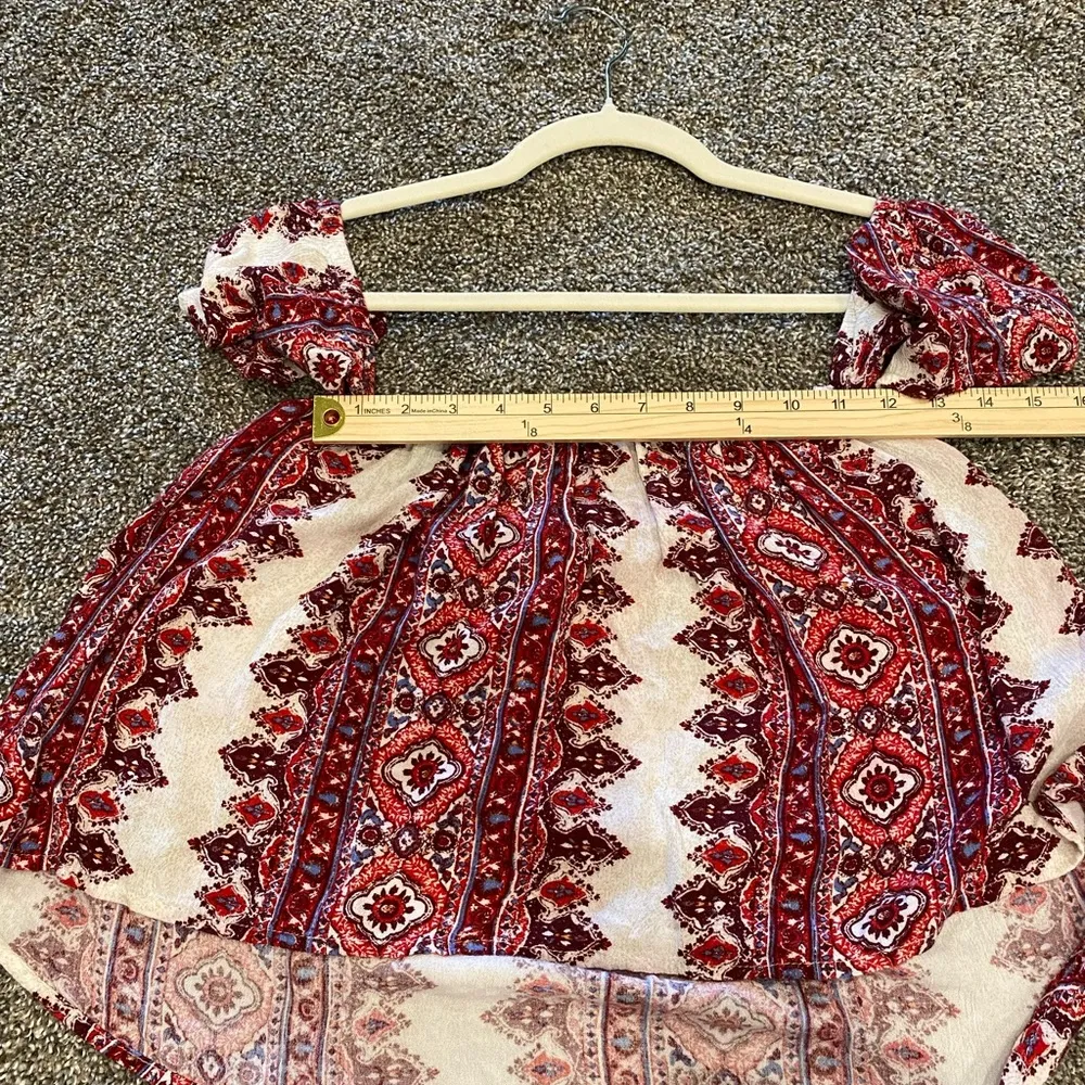 Billabong  Off The Shoulder Ruffle Crinkle Gauzy Crop Top - Image 9