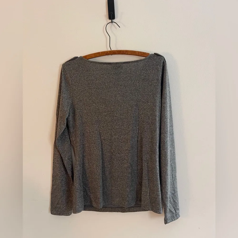 Sparkly Metallic Silver Drape Neck Top Modal Womens Small Y3K Baddie - Image 9