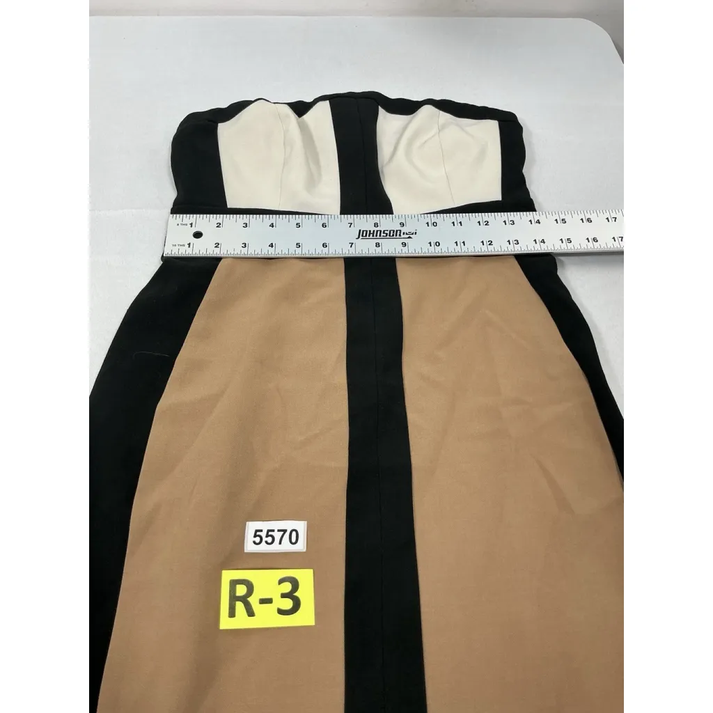 Womans NY & Co Stretch Strapless Mini Dress 6 Multicolor Back Zip Slit Black - Image 7