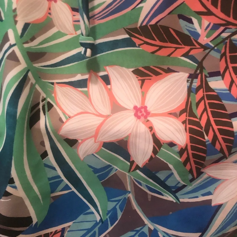 Floral Cut Out One Piece Swimsuit XL Ruffled Lace Up Back Coconuts - Image 6