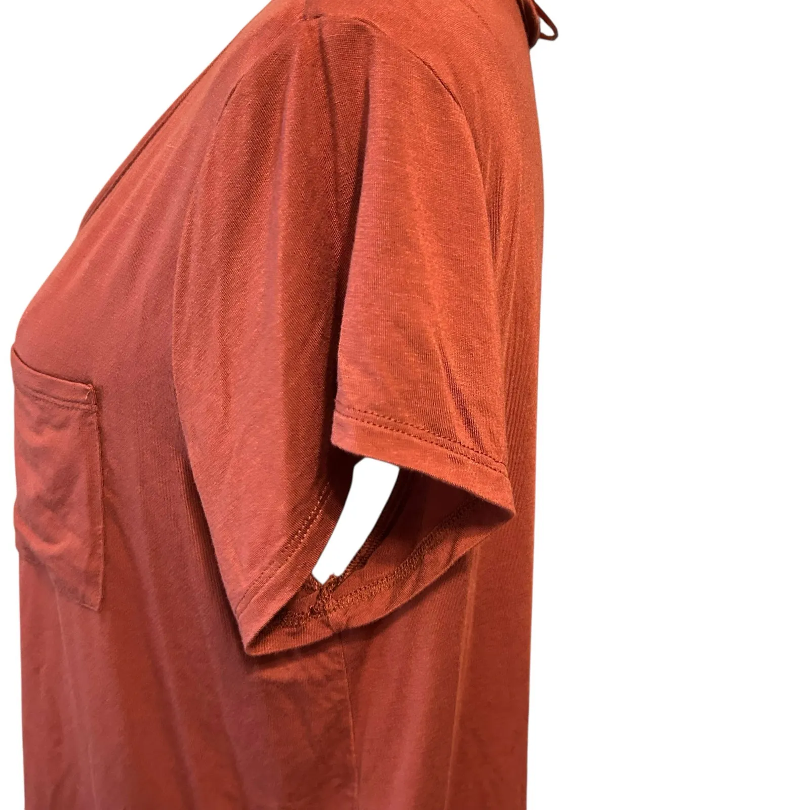 Cable & Cage Top Cap Sleeves SZ XL V Neck Rust Brown Casual Comfort Preppy - Image 4