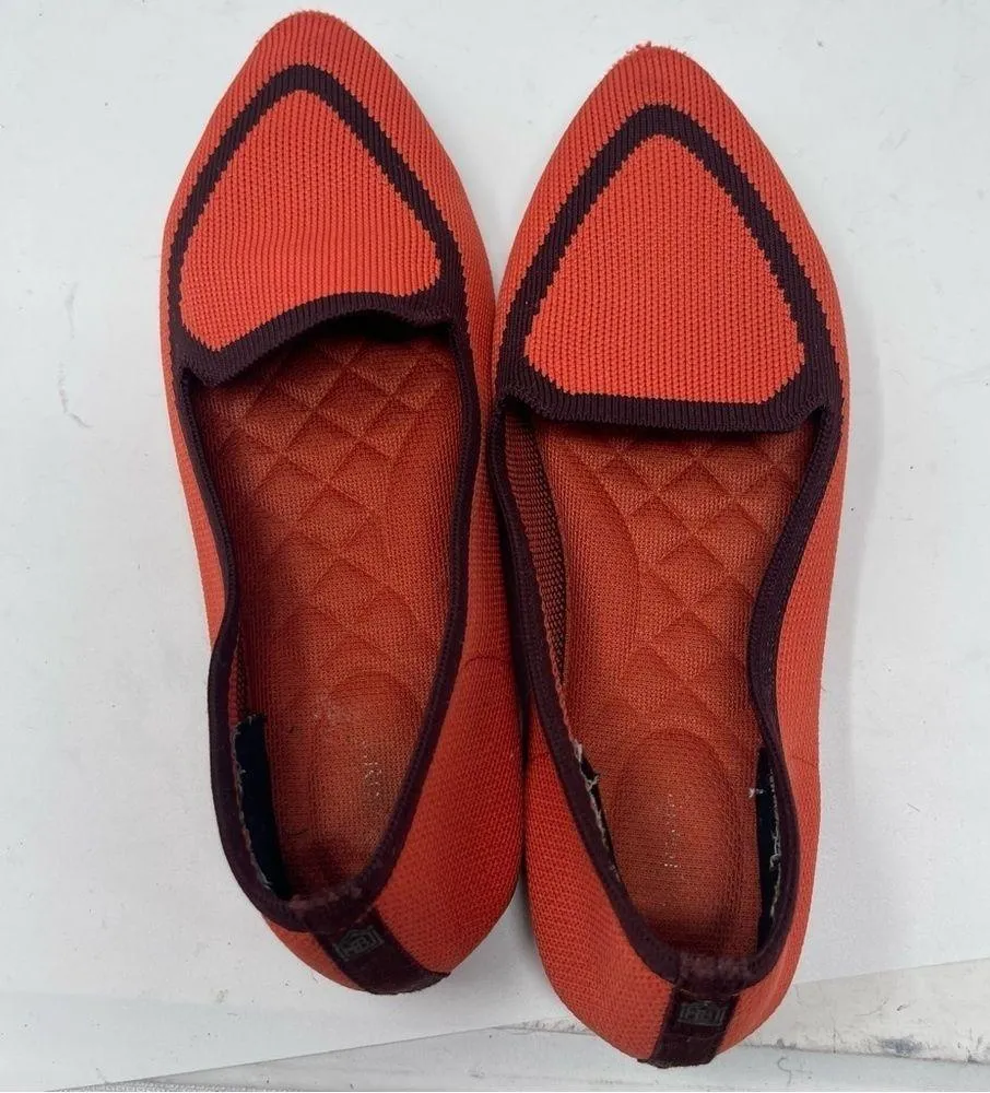 Birdies The Blackbird Orange Knit Pointed Flats Size 6 - Image 7