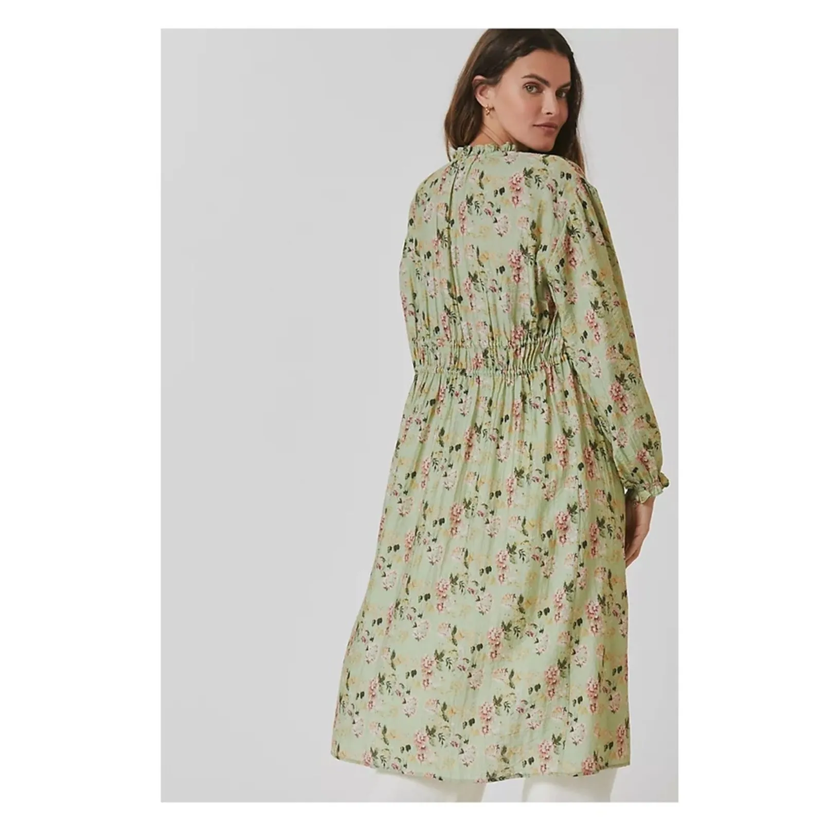 Anthropologie Current Air Floral Duster‎ OS Green - Image 8