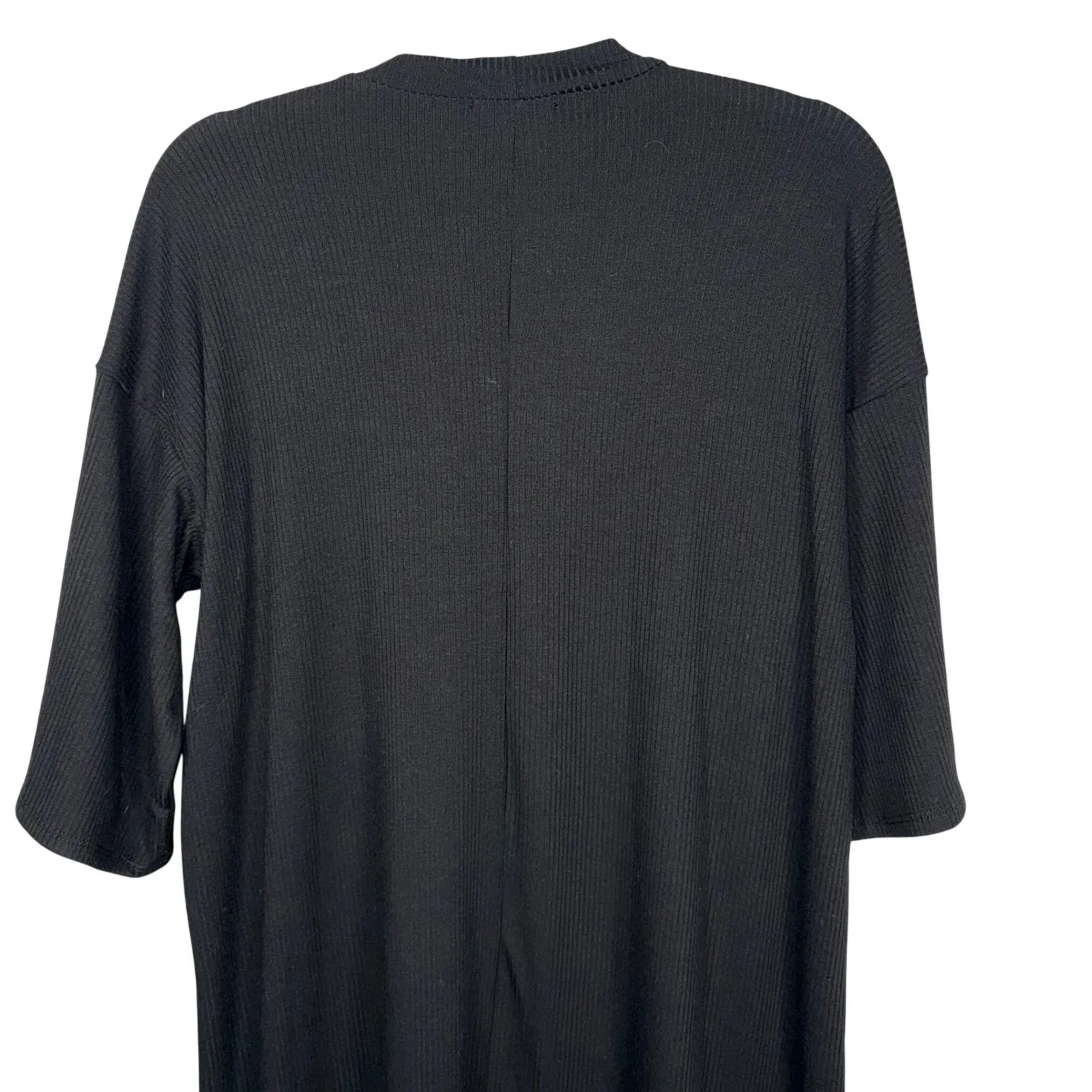 Dressed in Lala Ribbed V Neck Midi Dress Black Size S Casual Basic Everyday - Image 5